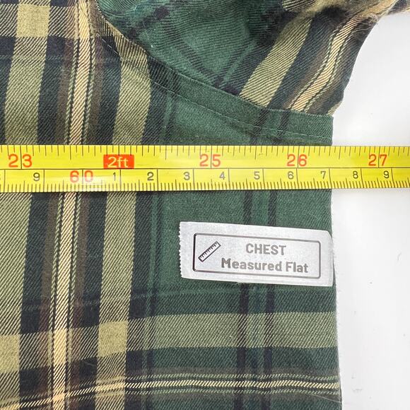 L.L. Bean Green Plaid Button Down Shirt Cotton Merino Wool Long Sleeves - Picture 4 of 7